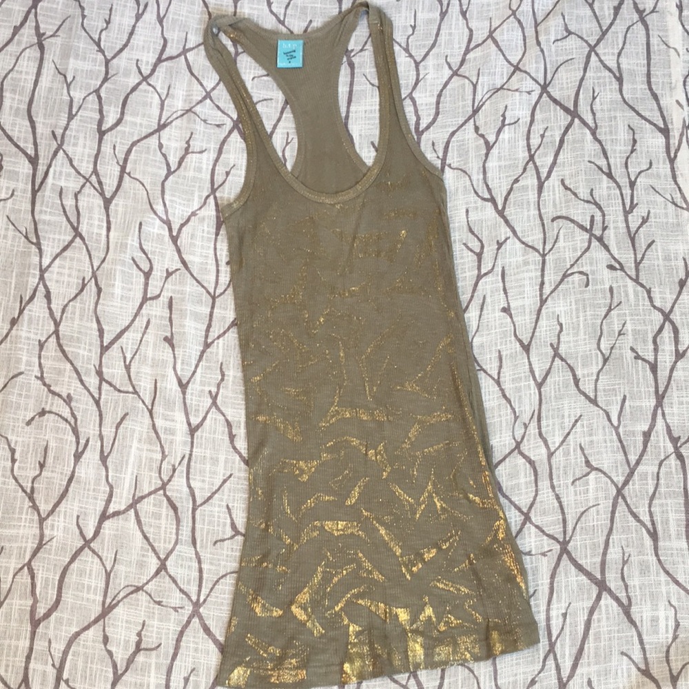 Adorable Olive and Gold Print Tank